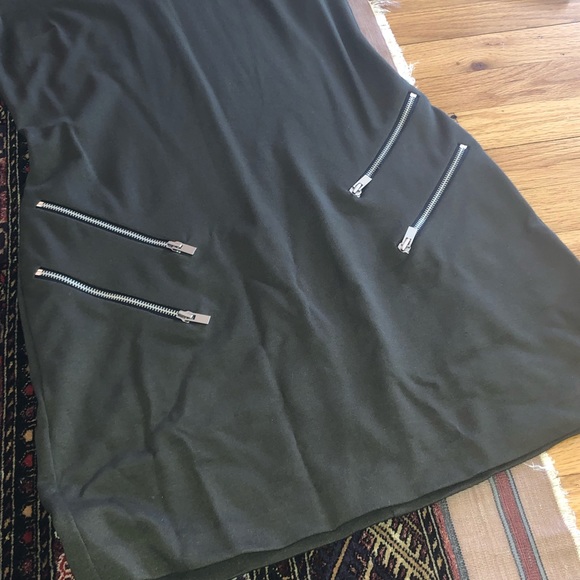 Express Olive Green Zipper Detail Dress (Size: M) - Picture 7 of 8